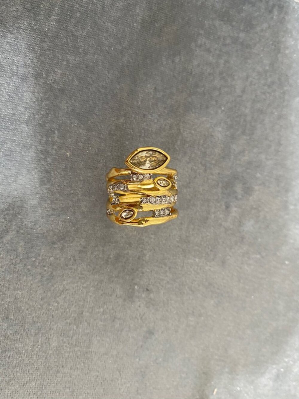 Alexis Bittar Gold Crystal Multi-Band Statement Ring size 7 - Picture 4 of 4